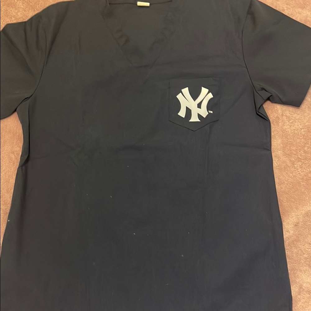Navy V-Neck T-Shirt with NY Logo